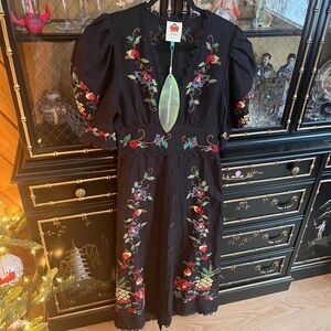 FARM Rio Black Cross Stitch Black Dress